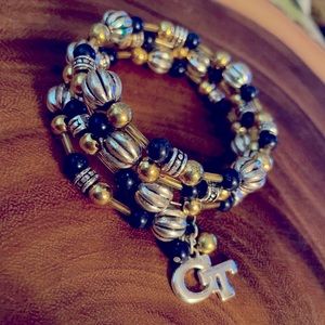 GT Georgia Tech🐝 bracelet expandable stretch Gold navy silver Black football
